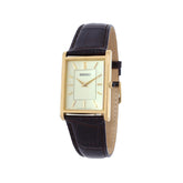 SWR106P1 Classic Gold-Tone Rectangular Watch with Black Leather Strap Men's Watch